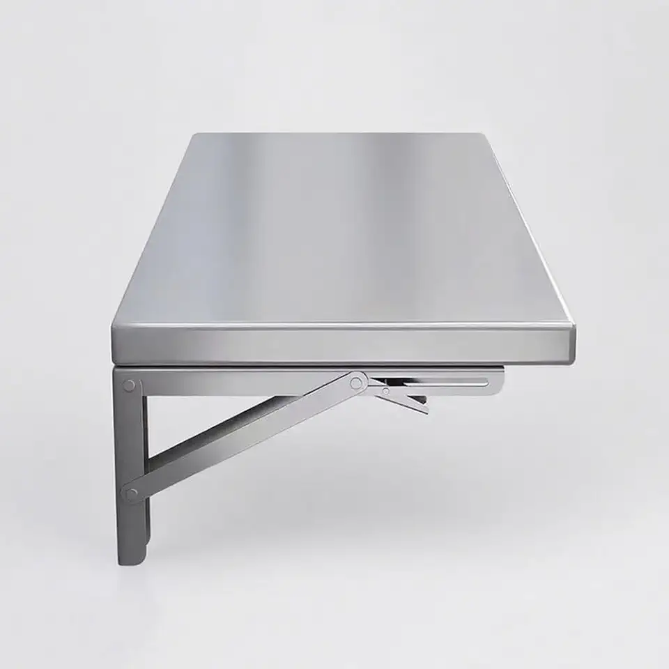 Stainless Steel Kitchen Dining Table, Wall Mounted Folding Table for Small Spaces Floating Desk with Brackets Computer Desk Laundry Folding Workbench(120x40cm)