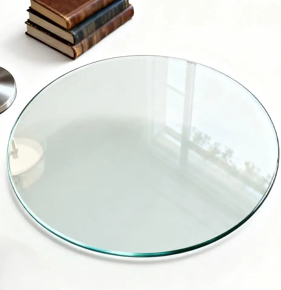 Tempered Glass Round Table Top, Glass Dining Tables Top Panel Replacement, Transparent Multipurpose Table Surface for Coffee Tables(95CM(37.4IN))