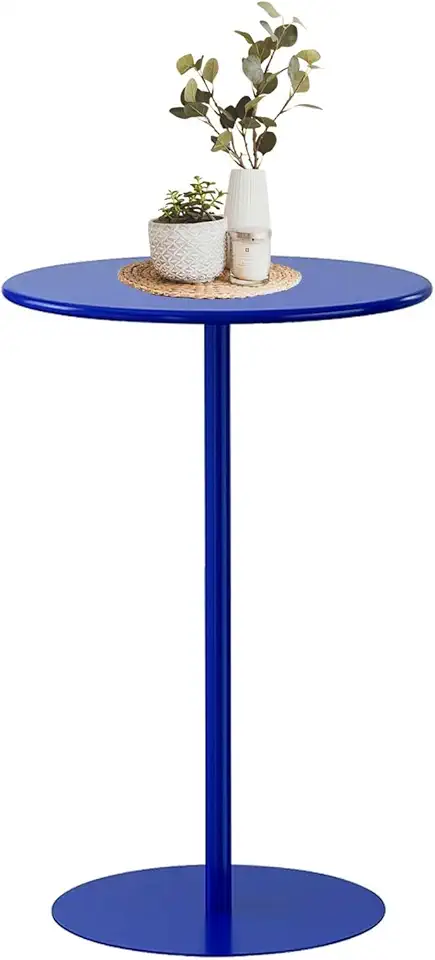Luyckfrazy Round Bistro Table Counter Height Cocktail Table, High Top Bar Pub Dining Table Coffee Table Side Table End Tables for Home, Living Room, Restaurant, Blue(40x40x50cm)
