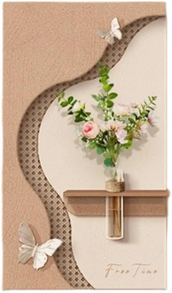 JYNDKQLB Cream-style Hydroponic Plant Painting, Sandstone Mural with Storage Shelf, Decor Painting for Bedroom, Living Room and Study(Khaki,31.5x55.1in)