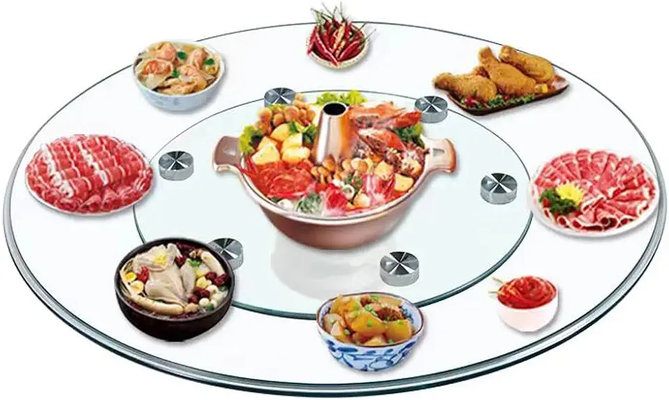 SYYXHC 36inch Round Turntable, Heavy Duty Glass Lazy Susan Turntable, Transparent Large Rotating Tray for Dining Table Kitchen Party(80cm/31.5in)