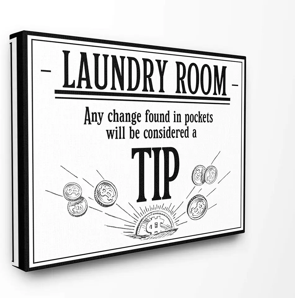 Stupell Industries Laundry Room Tips Funny Bathroom Word Design Canvas Wall Art, 36 x 48, Multi-Color
