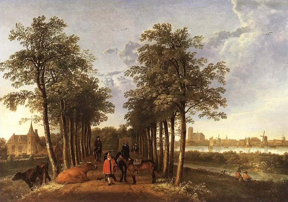 Toperfect 21 Paintings The Avenue At Meerdervoort countryside scenery Aelbert Cuyp Oil Art on Canvas - Famous Artworks -Size04, $50-$2000 Hand Painted by Art Academies' Teachers