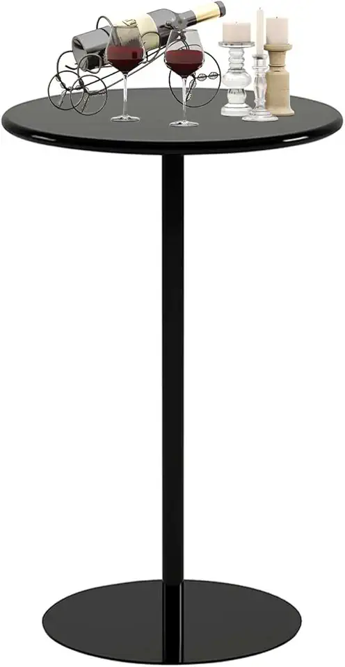 Luyckfrazy Round Bar Table for Narrow Space, High Top Pub Dining Table Counter Height Cocktail Bistro Table with Metal Base for 2-3 People, Coffee Table for Indoor Outdoor, Black(40x40x50cm)