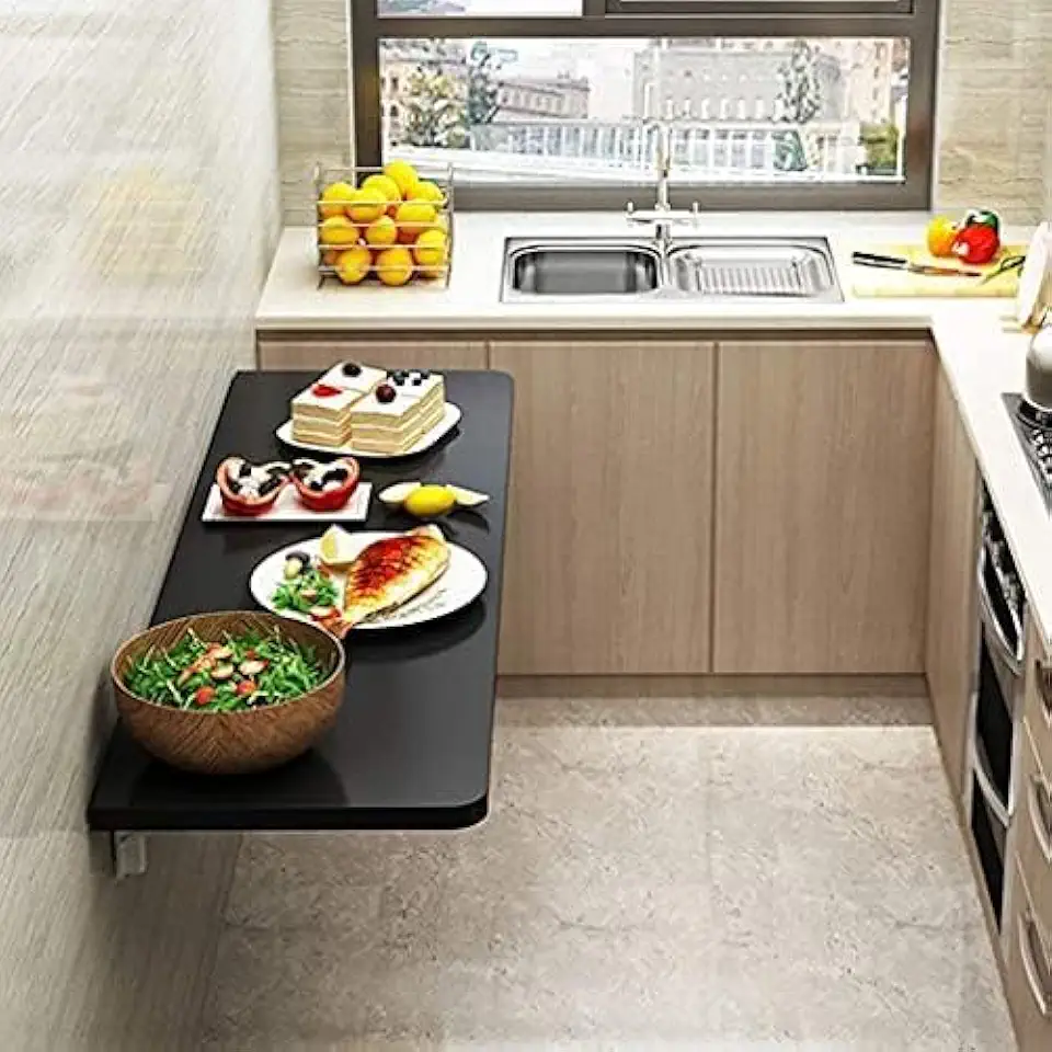 Wall Mounted Workbench Wall Hanging Folding Solid Wood Drop-Leaf Table Small Fold Down Kitchen Table Heavy Duty Fold Fown Dining Table Computer Desk