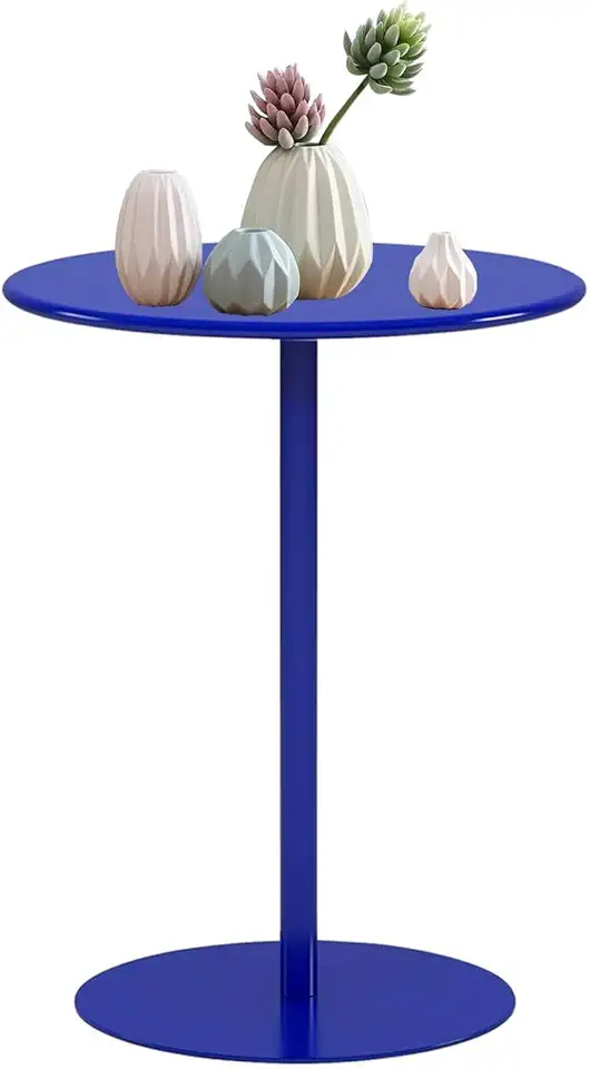 Round Side Table, Small Drink Table for Small Spaces, Kitchen Dining Table Modern Accent End Table Coffee Table for Living Room, Bedroom, Corners and Office, Blue(40x40x50cm)