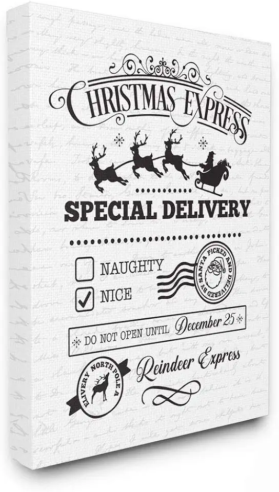 Stupell Industries Christmas Express Package Holiday Word Design Canvas Wall Art, 30 x 40, Multi-Color