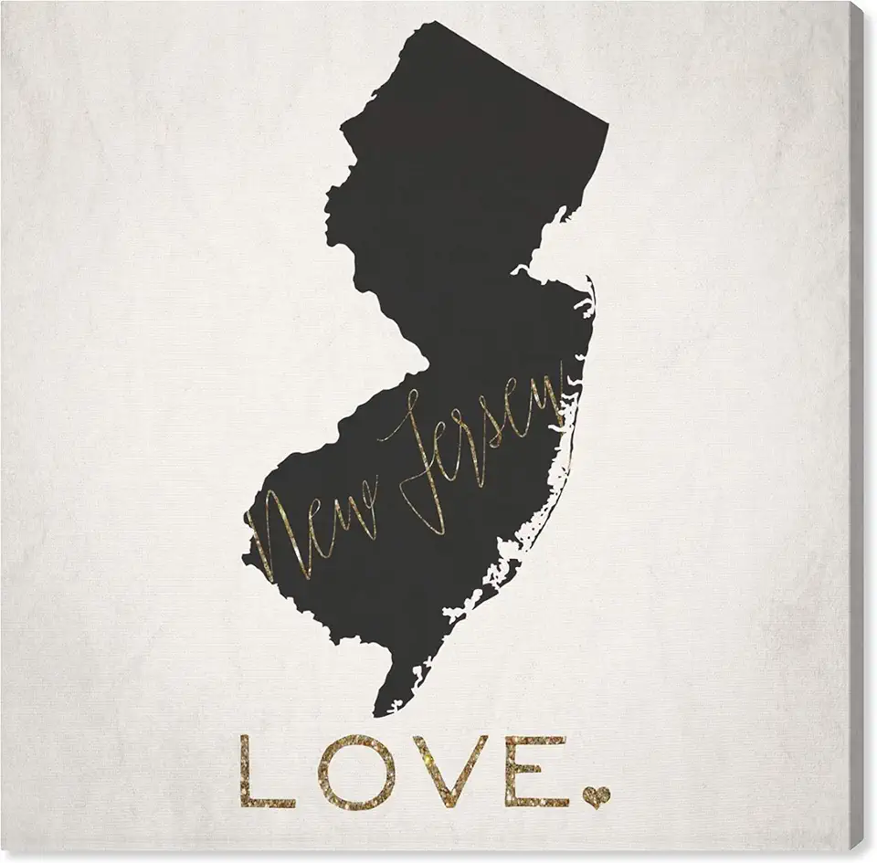 The Oliver Gal Artist Co. Maps Wall Art Canvas Prints 'New Jersey Love' Home Décor, 24