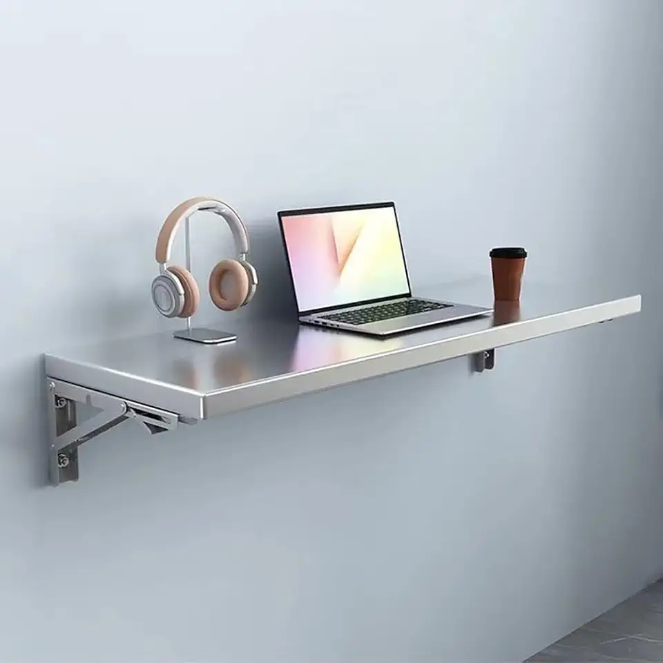 Space-Saving Stainless Steel Wall-Mounted Folding Table – Compact Dining Desk for Small Spaces, Perfect for Kitchen, Laundry, and Dining Room (80x20cm)
