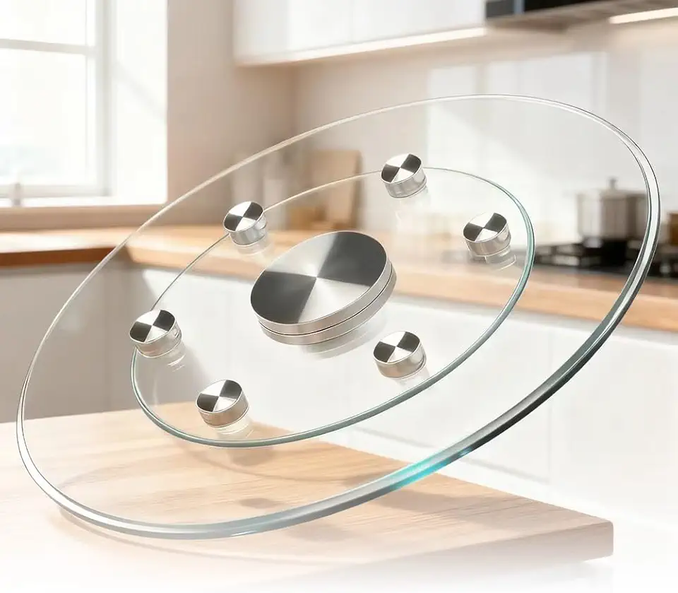 Glass Lazy Susan Turntable Rotating Serving Tray 24'' 30'' 36'' 40'' Clear Tabletop Rotating Tray Tempered Glass Turntable for Dining Table(70 cm(28in))