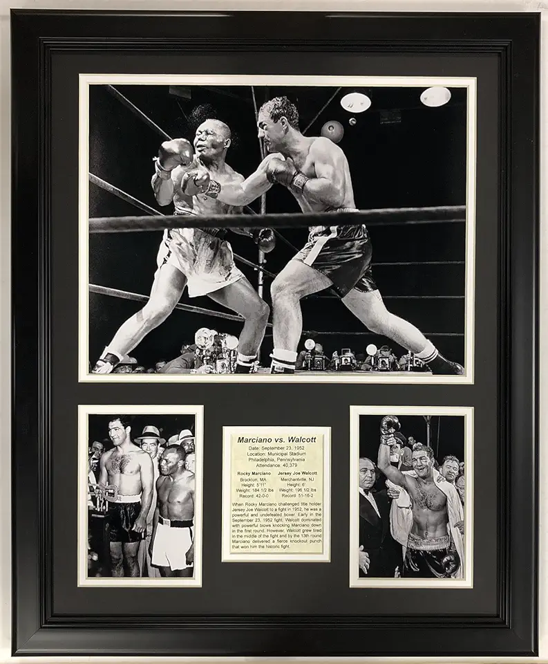 Legends Never Die Rocky Marciano Versus Jersey Joe Walcott 1952 Framed Double Matted Photos, 18