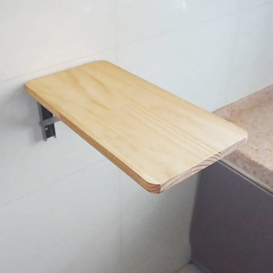 Fold Down Wall Table for Kitchen Living Room Solid Wood with Stainless Steel Brackets Space Saving Wall Mounted Dining Table Desk Modern Design 40X.