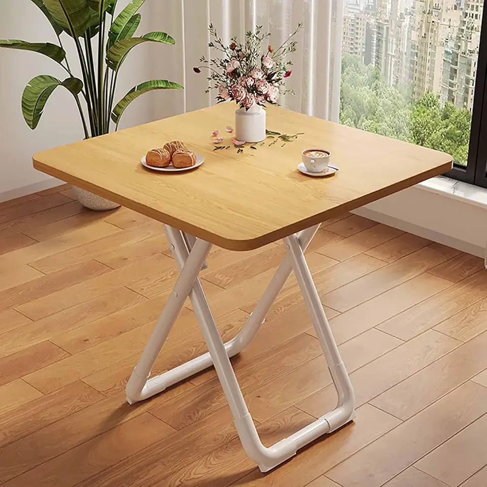 Small Square Wooden Dining Table for 2-4, Wood Modern Collapsible Space-Saving Kitchen Rustic Spaces Room,B,60x40x72cm(24x16x28inch)