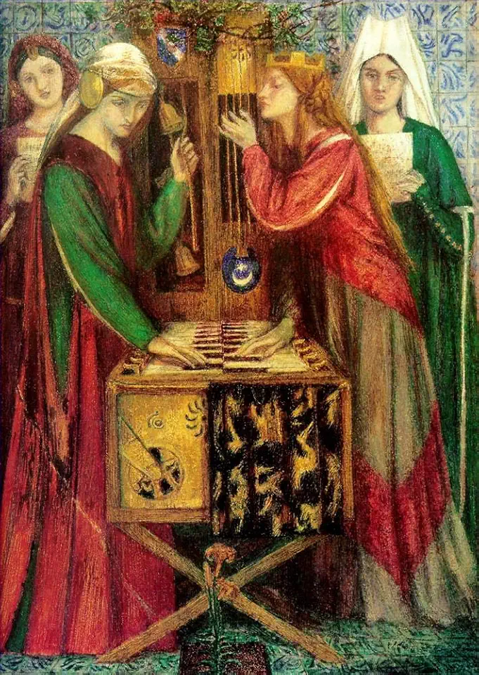 Toperfect 3 Paintings The Blue Closet Pre Raphaelite Brotherhood Dante Gabriel Rossetti Oil Art on Canvas - Famous Artworks -Size04, $50-$2000 Hand Painted by Art Academies' Teachers