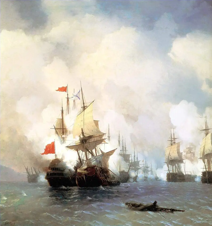 Toperfect Oil Painting Handmade $50-$2000 by College Teachers - 10 Paintings - battle of chios on 24 june 1770 warships Ivan Aivazovsky Russian - Famous Paintings on Canvas -Size2