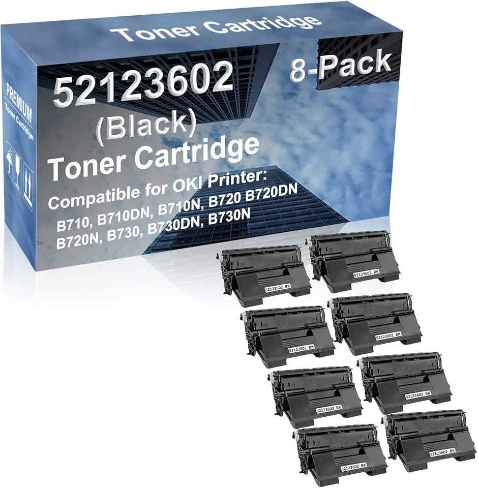 8-Pack Compatible High Capacity 52123602 Imaging Toner Cartridge use for B710, B710DN, B710N Printer (Black)