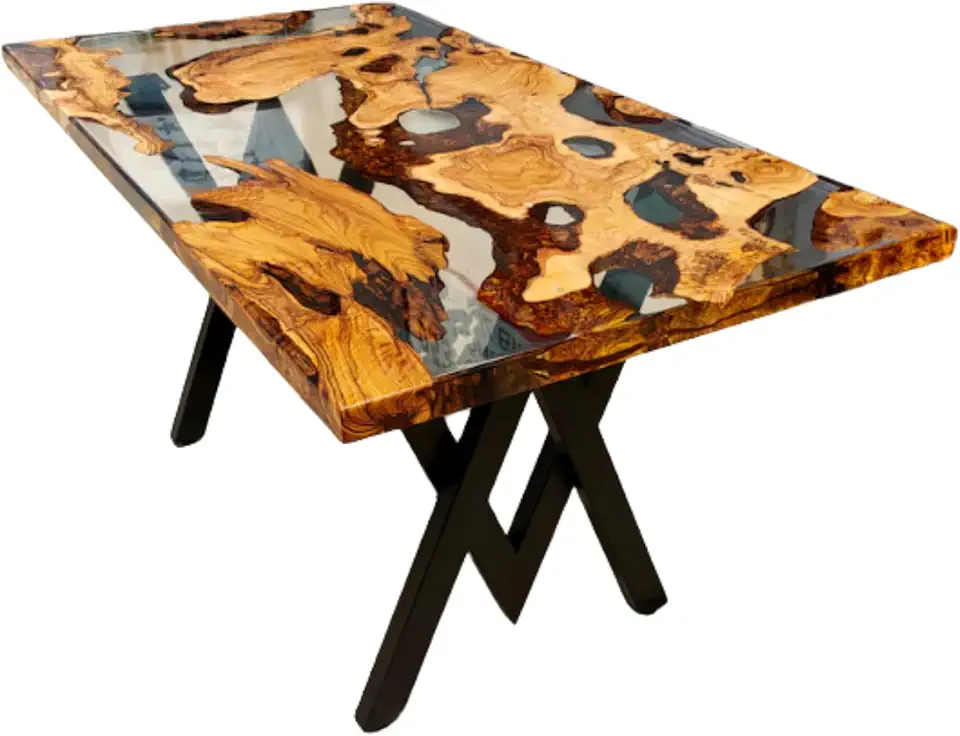 Luxury River Dining Table, Live Edge Wood & Blue Epoxy Table, Unique Hallway, River BlueTable, Luxury Desk, Kitchen Table, Gift Home, House Table, Bar Table, Unique Home Gift (40x80 inch.)