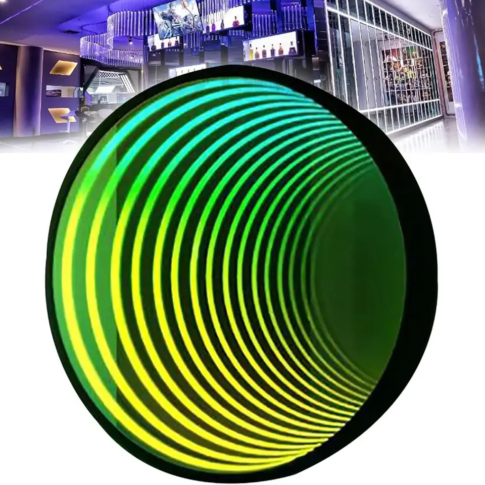 Tunnel Mirror Lamp,Remote Control,Infinity Mirror Art Night Light,Easy to Install,for Bedroom Decor Ambient Lamp (Circle 70cm)