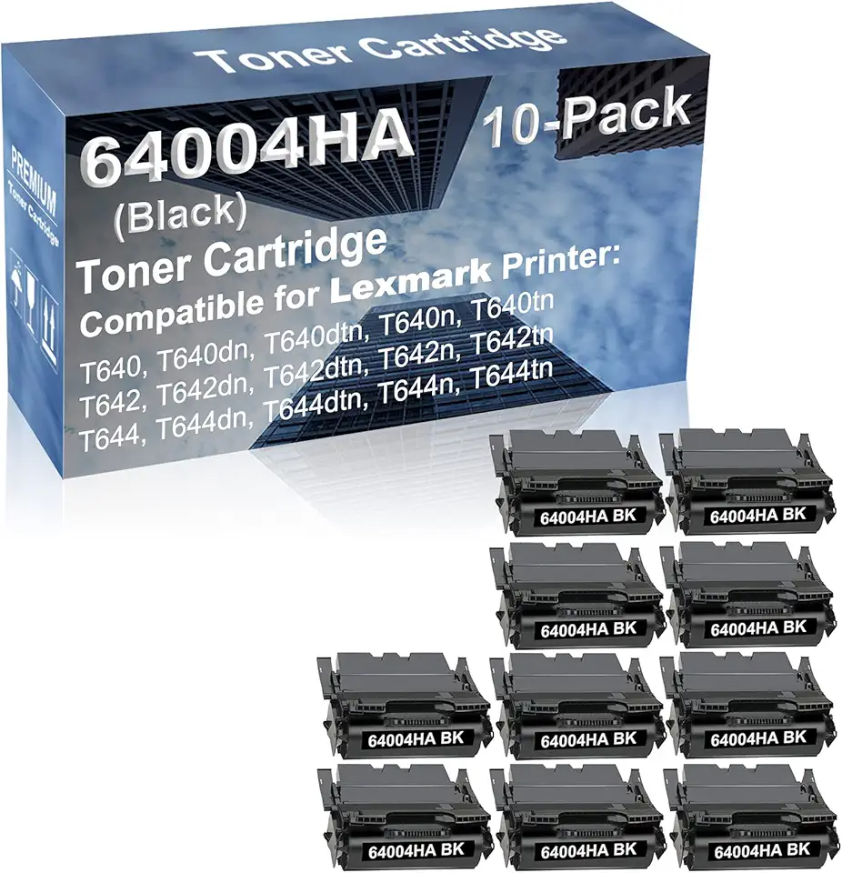 10-Pack Compatible High Capacity 64004HA Toner Cartridge use for T640, T640dn, T640dtn, T640n, T640tn Printer (Black)