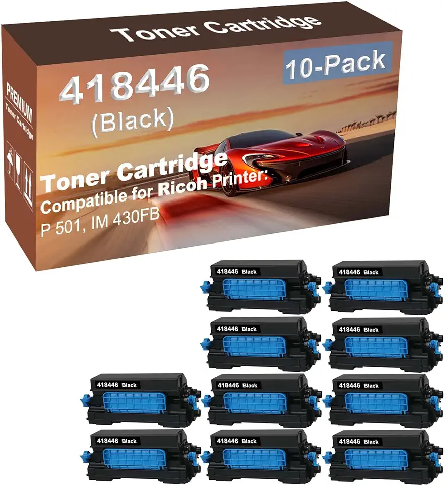 10-Pack Compatible High Capacity 418446 Toner Cartridge use for Ricoh Aficio P 501, IM 430FB Printer (Black)