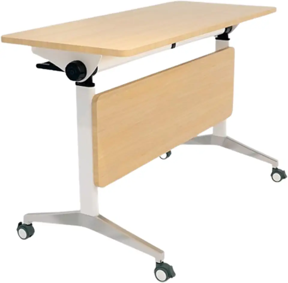 Portable Folding Conference Table with Lockable Wheels Rectangular Seminar Meeting Table for Office Classroom (6PCS 62.9
