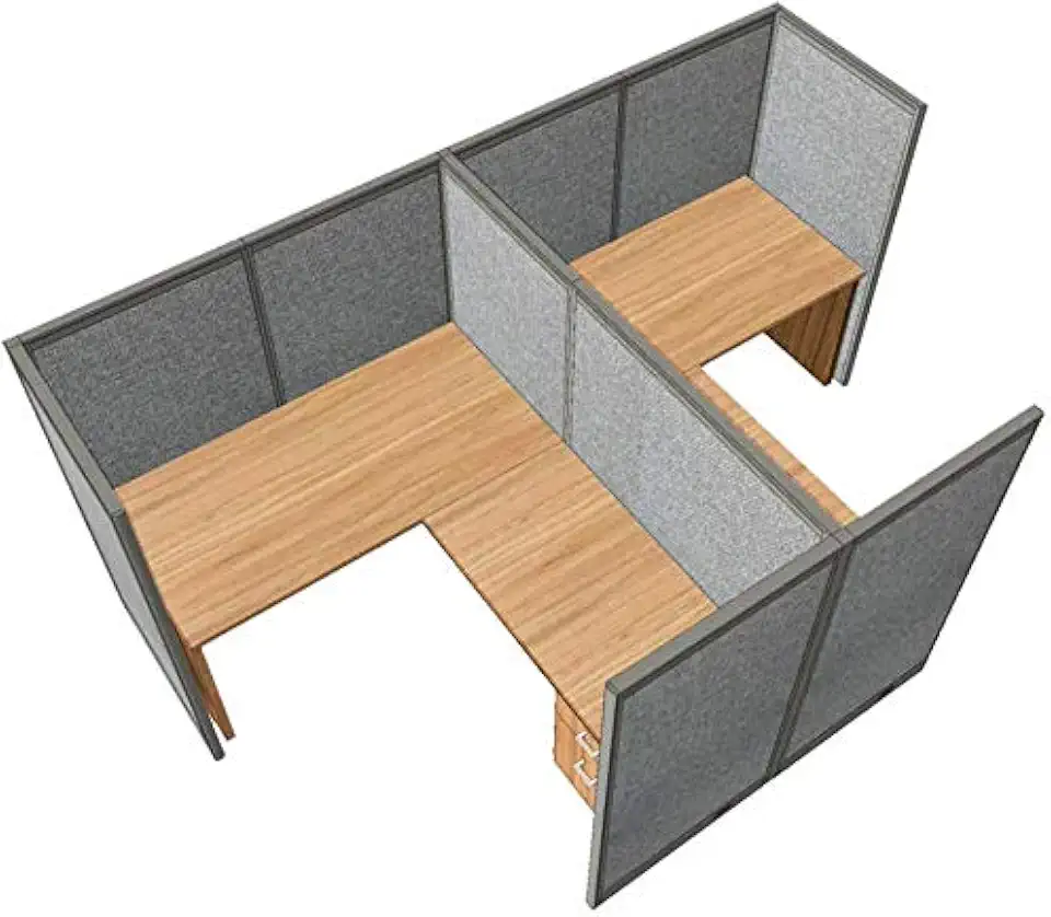 G O F Double 2 Person Workstation Cubicle (11'D x 6'W x 4'H) / Office Partition, Room Divider (72