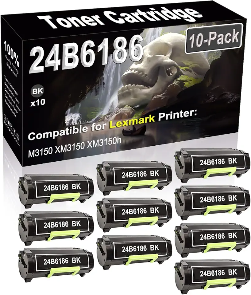 10-Pack (Black) Compatible High Yield 24B6186 Laser Printer Toner Cartridge use for M3150 XM3150 XM3150h Printer
