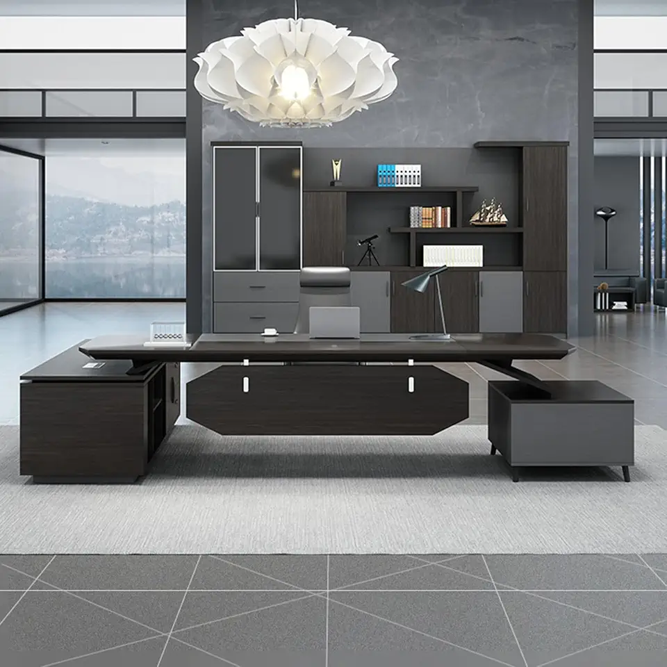 Executive Desk Writing Study Desk Computer Desk with Thickened Frame and Board for Home Office with Storage Drawers