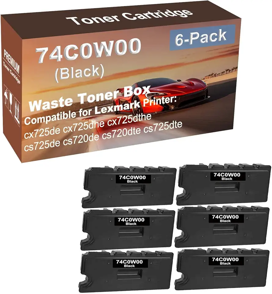 6-Pack Compatible High Capacity 74C0W00 Waste Toner Container Box use for Copystar cx725de cx725dhe cx725dthe Printer (Black)