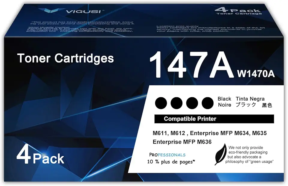 147A Toner Cartridge Compatible 147A W1470A Replacement for HP 147A Toner Cartridge with Enterprise M610, M611, M612, Enterprise MFP M634, M635, M636 Printer, W1470A Toner (Black, 4-Pack)