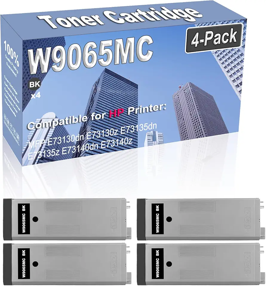 4-Pack (Black) Compatible High Yield W9065MC Imaging Toner Cartridge Replacement for HP MFP E73130dn E73130z E73135dn E73135z E73140dn E73140z Printer