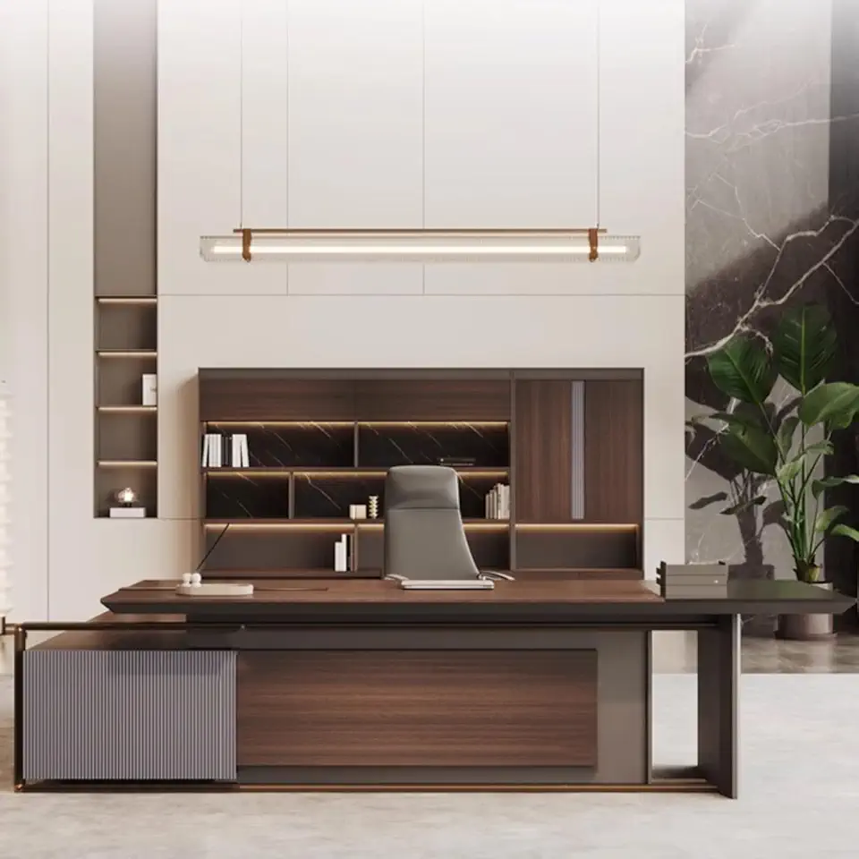 YZABEL 94 inch Executive Office Desk with File Drawers and Cable Management, L Shaped Computer Desk with Lateral Cabinet, Gaming Table Business Furniture Set Workstation for Study, Work