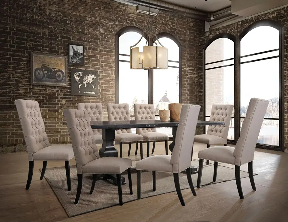 9-ps Dining Table Set Includes 1 Dining Table and 8 Side Chairs, Set for 8-Person (Vintage Black)