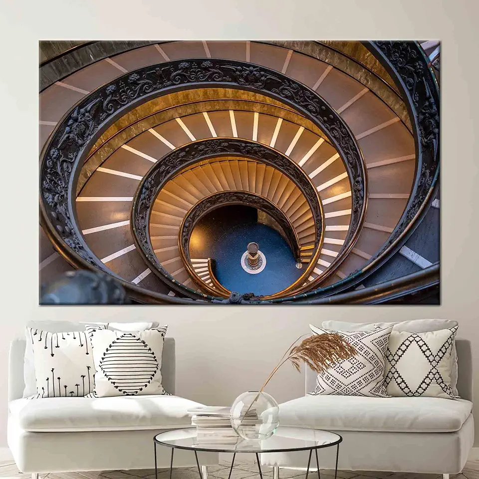 Vatican Museums Stairs Poster Showcasing Majestic Spiral Staircase Landscape Art Perfectly Captured in Italy For Your Modern Home Decor Enhancements - 1PC - 100x235
