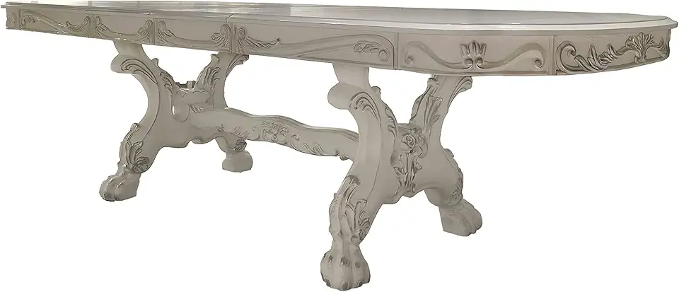 Acme Dresden Wooden Dining Table with Trestle Base in Bone White