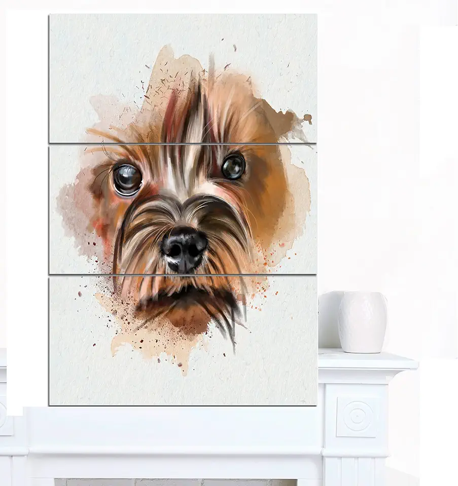 Design Art Brown Funny Watercolor Dog Oversized Animal Wall Art, 28'' H x 36'' W x 1'' D 3P