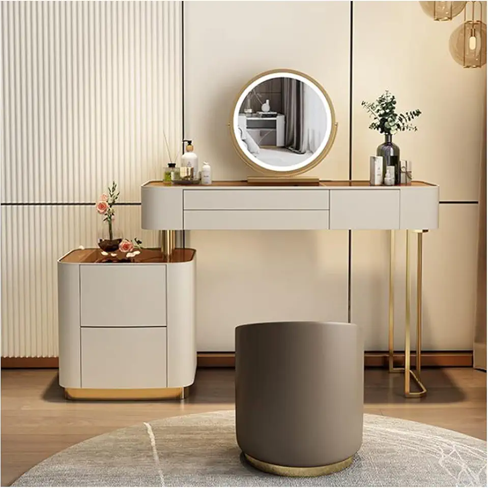 Dressing Table Small Apartment Dressing Table Storage Vanity Table Set (Color 100cm) (Color 100cm)