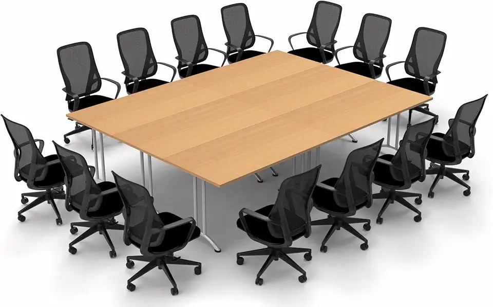 14 Person 6 Tables Set Model 5455 20 Piece Includes Seating Conference Meeting Seminar Tables & Seating BIFMA top spec Commercial Adjustable Manager Seating (Seating Color Black/Table Color Beech)