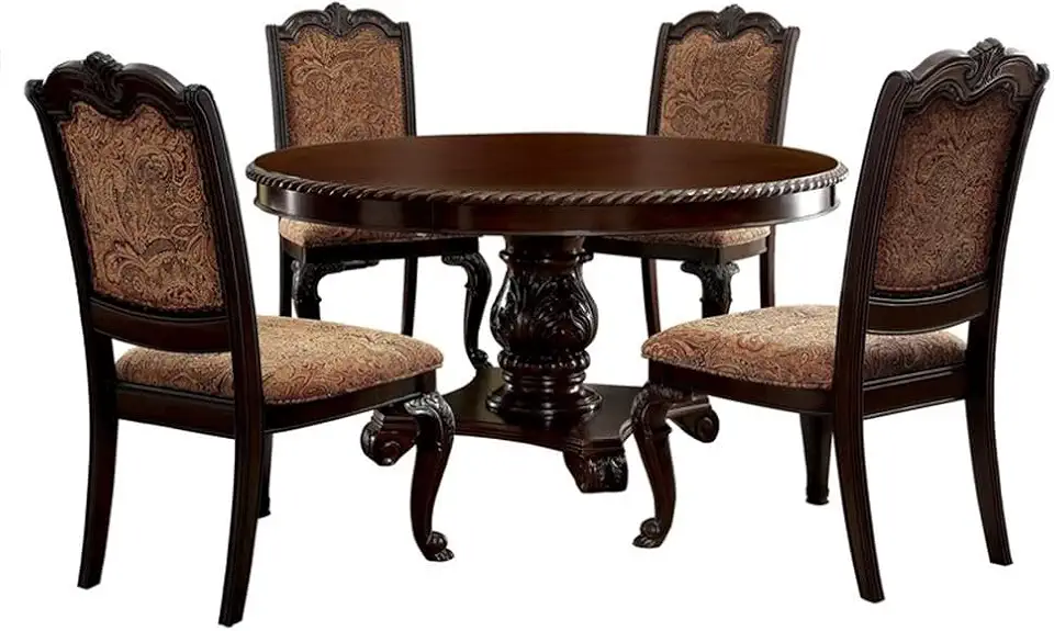 Furniture of America Ramsaran Wood 5-Piece Dining Table Set in Brown Cherry