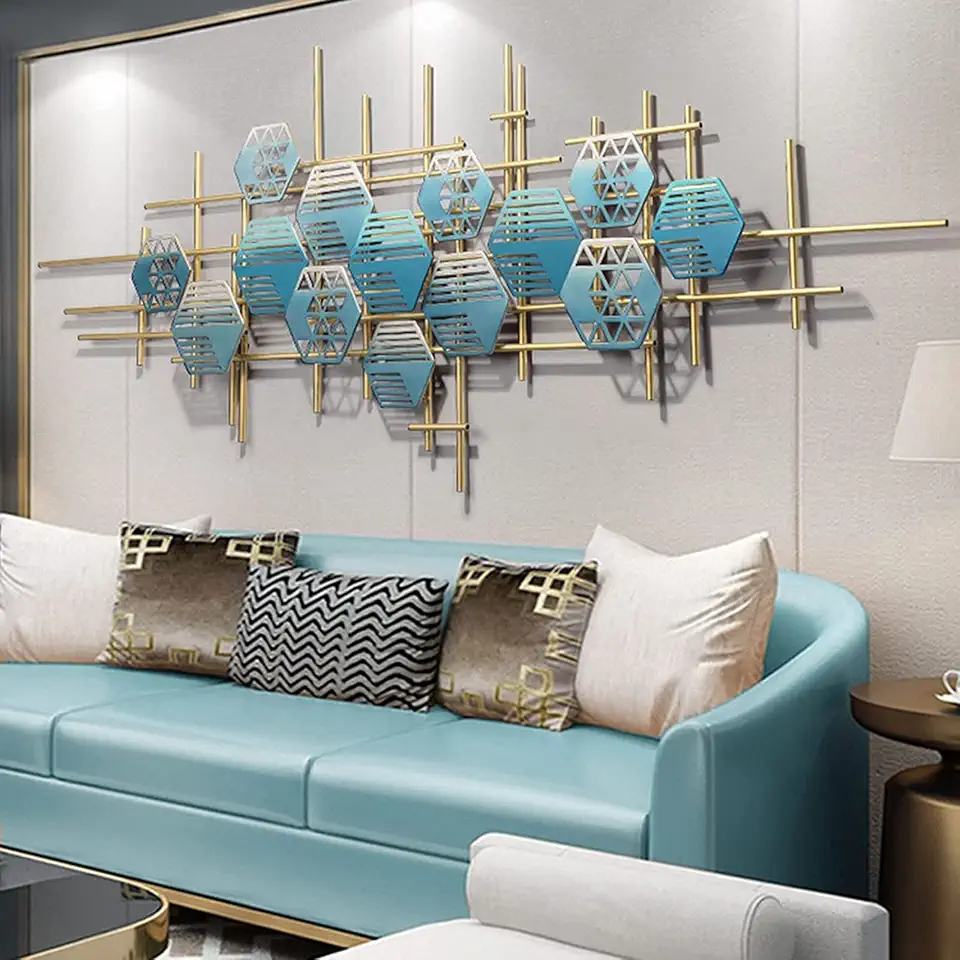 ASUDEN Wall Sculpture Decor Metal Wall Decor for Living Room Sofa Background Wall Decoration, Wall Hanging Modern Handcrafted Abstract Minimalist Creative Mural Porch Pendant
