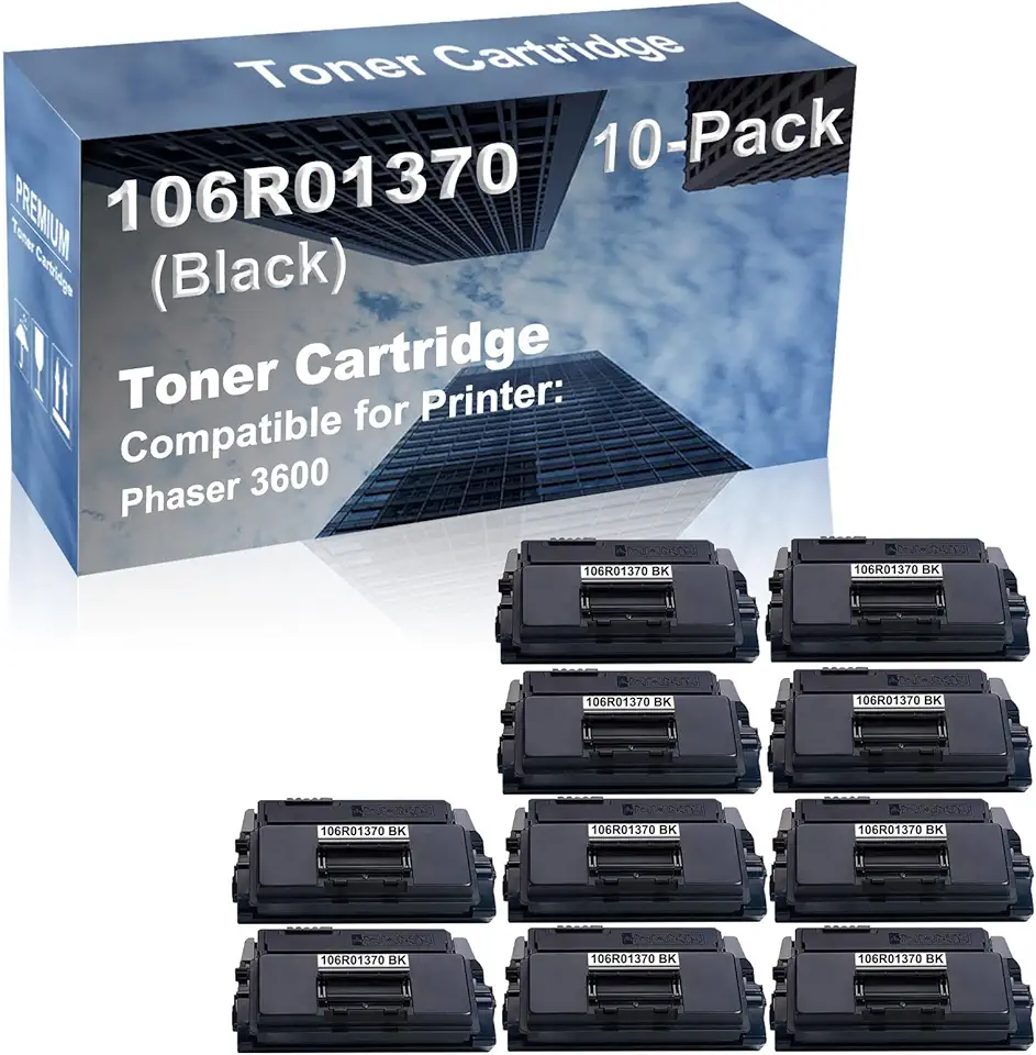 10-Pack Compatible High Capacity 106R01370 Imaging Toner Cartridge use for Phaser 3600 Printer (Black)