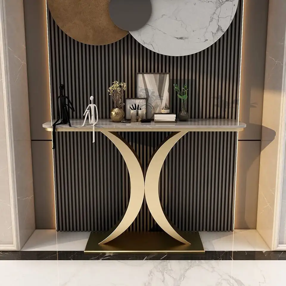 KWOKING Stone Console Table Scratch Resistant Table Rectangle Accent Table 31.49