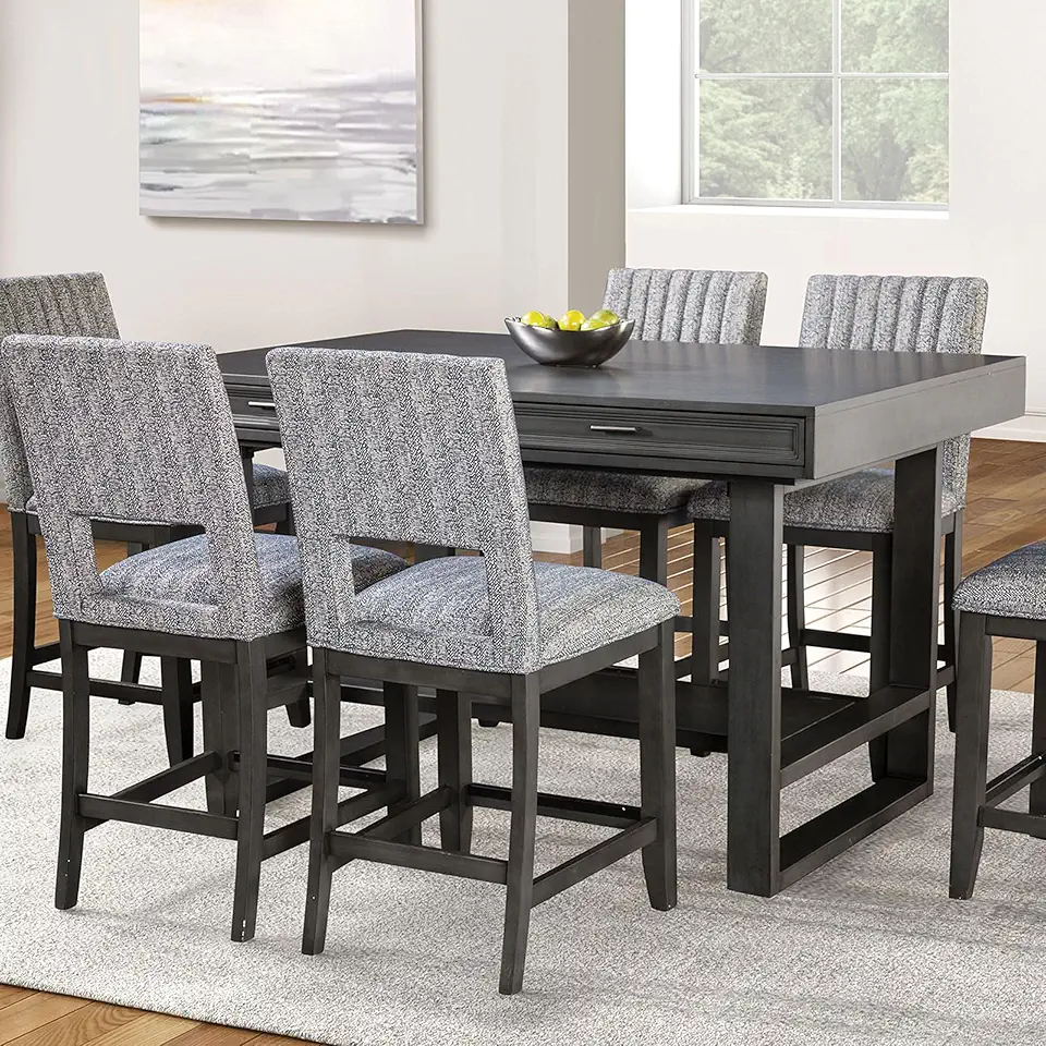 Furniture of America Soren Modern Solid Wood 60-inch Rectangle Counter Height Dining Table (Chairs not Included), Seats up to 6, Easy Assembly, for Home, Kitchen, Living Room, Grey