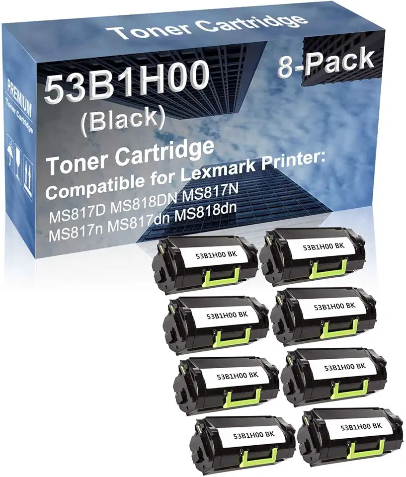 8-Pack Compatible High Yield MS817N MS817n Printer Cartridge Replacement for 53B1H00 Toner Cartridge (Black)
