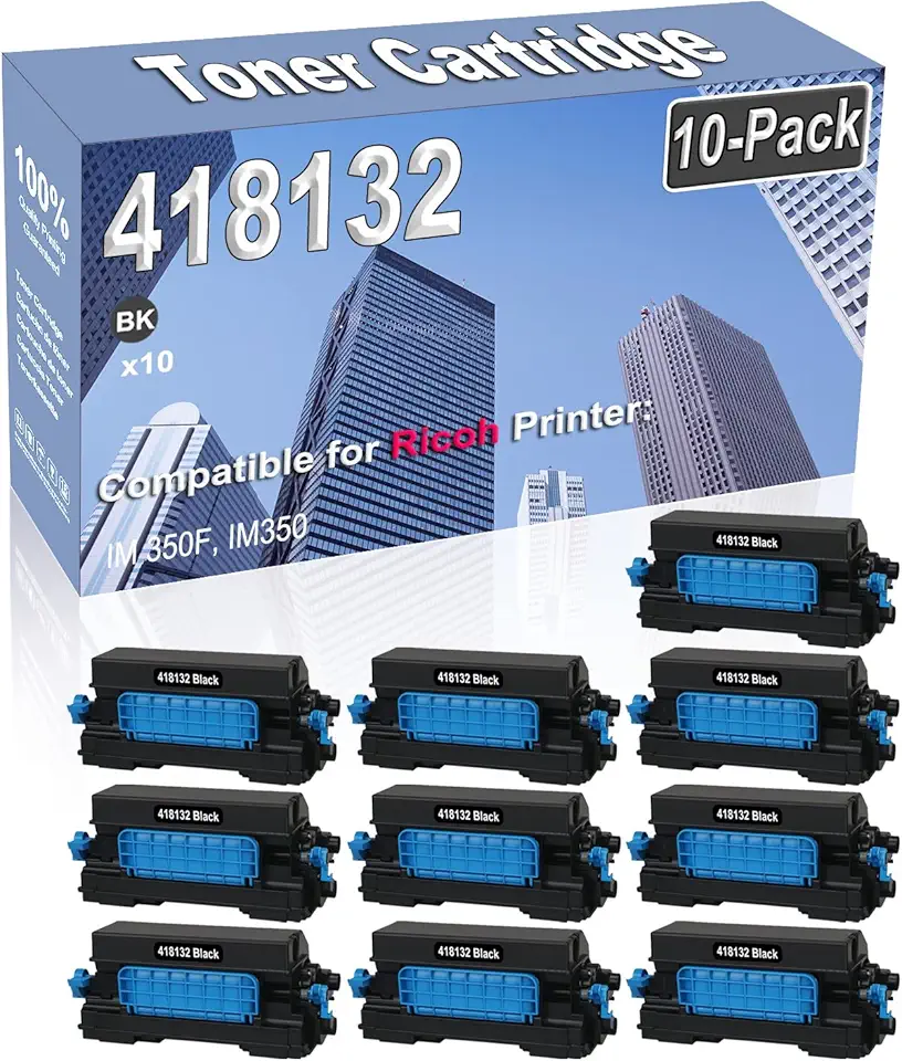 10-Pack Compatible High Capacity 418132 Printer Cartridge use for Ricoh IM 350F IM350 Toner Cartridge (Black)