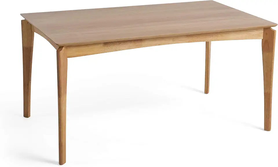 Christopher Knight Home Alma Dining Table, 6-Seater, Rubberwood with Walnut Veneer, Mid-Century, Natural Oak Finish