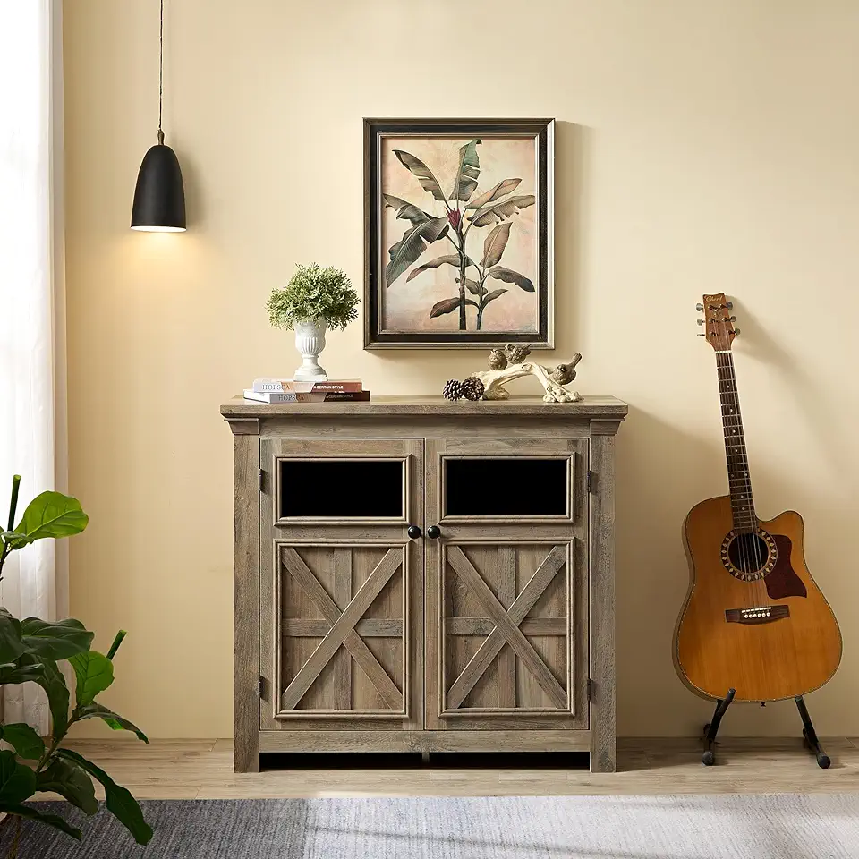 Cabinet Large Buffet Sideboard Cabinet Bar Wine Cabinet for Entryway Living Room Buffet Cabinet Table Coffee Bar Wine Bar Storage Cabinet for Dining Room Espresso (Gray, 2 Doors)