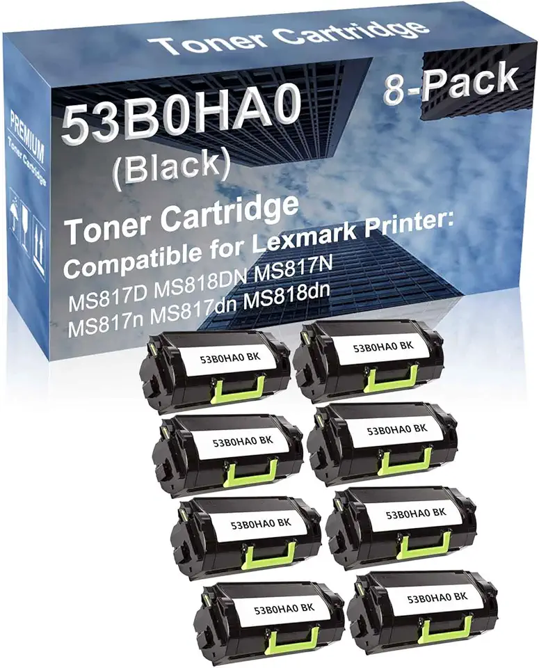 8-Pack Compatible High Capacity MS817dn MS818dn Printer Toner Cartridge Replacement for 53B0HA0 Printer Cartridge (Black)