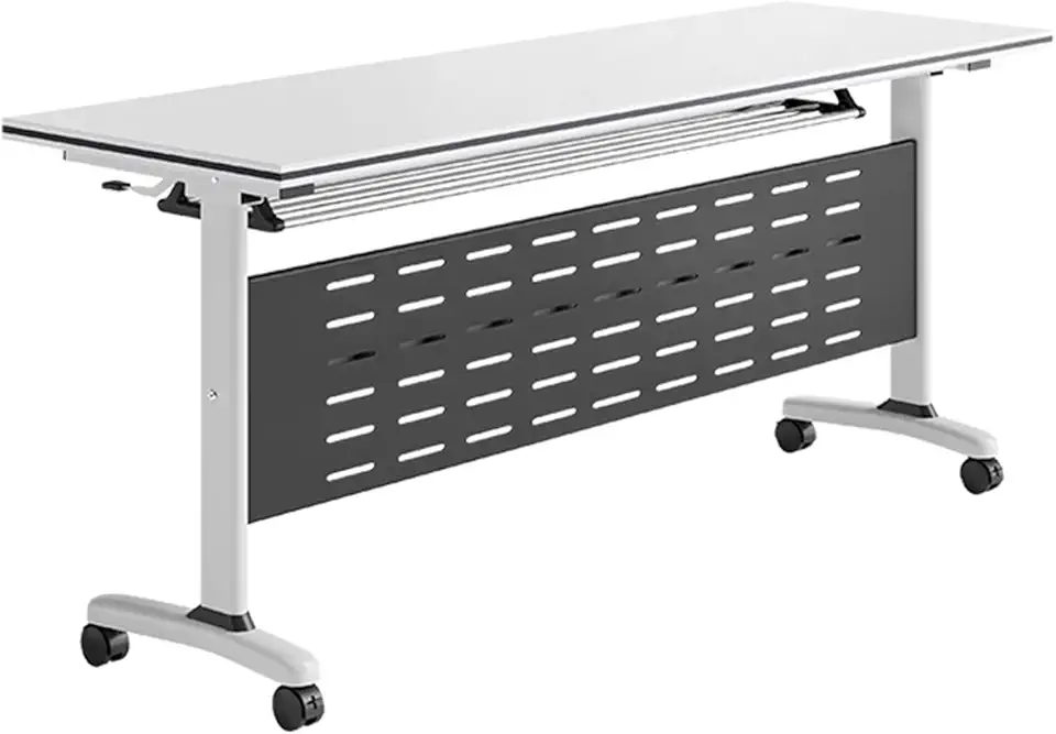 Folding Conference Table with Silent Wheels Mobile Seminar Meeting Table Rectangular Conference Room Tables Space Saving 8PCS (55.1