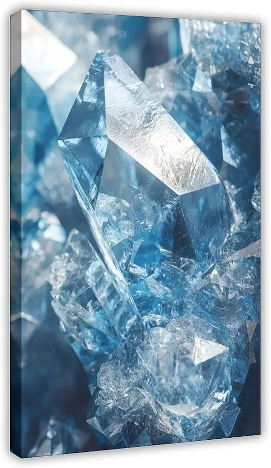 Abstract Ice Mineral Texture Print – Fractured Geometry Wall Art – Futuristic Glacier Poster Canvas Poster Wall Art Decor Print Picture Paintings for Living Room Bedroom Decoration 20x30inch(50x75cm)